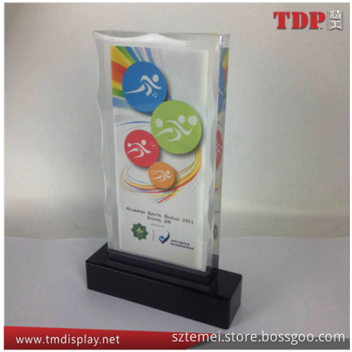 sports trophy crystal trophy award wholesale trophy parts crystal trophy clear acrylic Plaque with embedded printed paper sheet